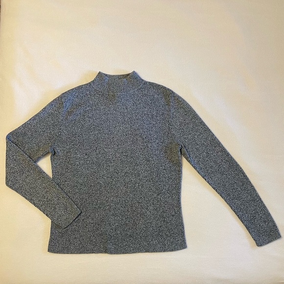 Karen Scott Petites Mock Turtleneck Sweater Grey Triblend Cotton - Picture 3 of 11